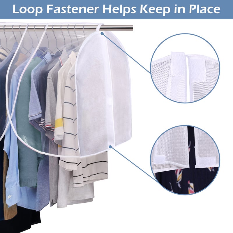 SLEEPING LAMB Extra Large Hanging Garment Rack Cover Storage with Clear PVC Window Dust Shoulder Cover Clothes Dress Suits Coat Protectors for Closet, 2 Packs, White - Image 3